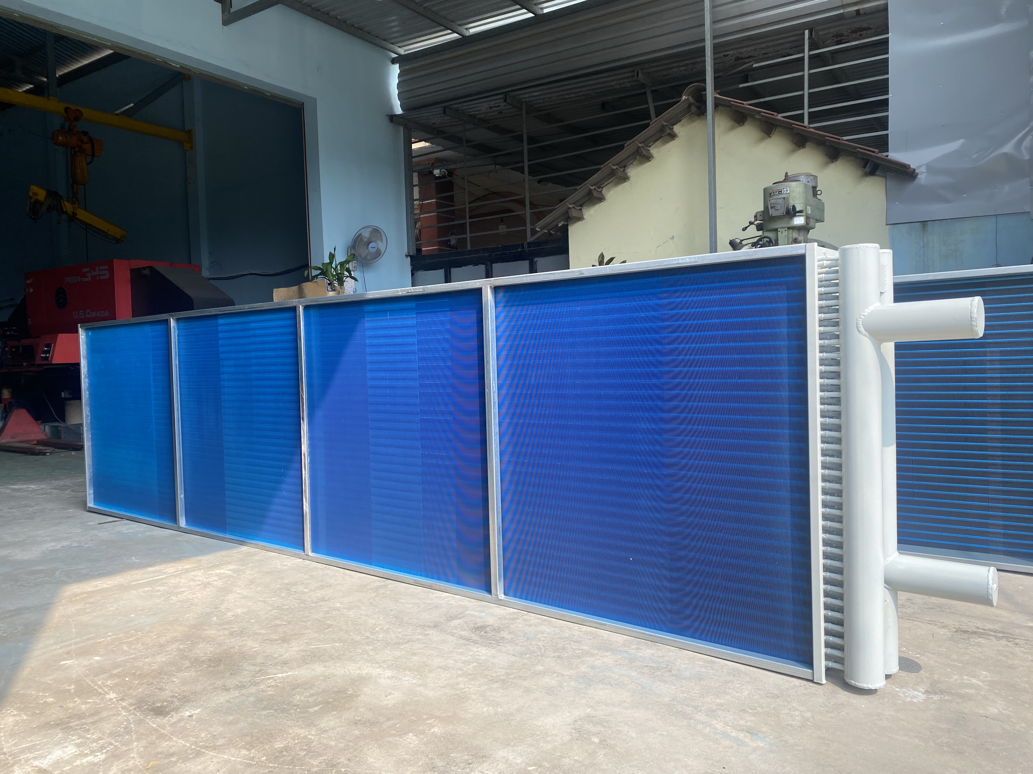 Dàn coil AHU chạy nước dài 4100mm, ống gọp 90mm